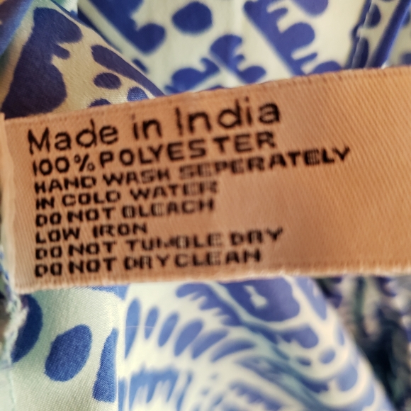 Buckhead Bettie blue and pale green batik print racerback tank top - Picture 6 of 7